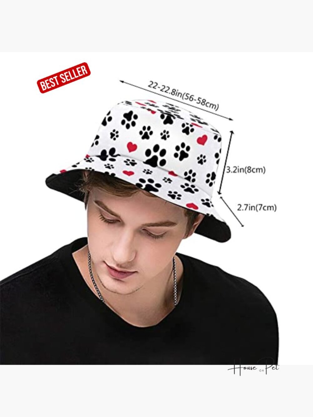 Polyester Bucket Hat with Animal Print, Packable Sun Hat for Outdoor Activities - Picture 3 of 6